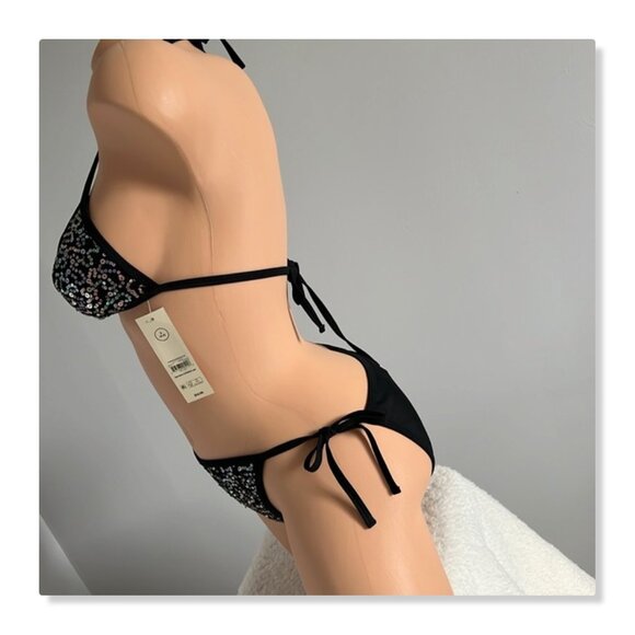 No Boundaries Sequin Mesh String Bikini Sz S NWT - Picture 6 of 14